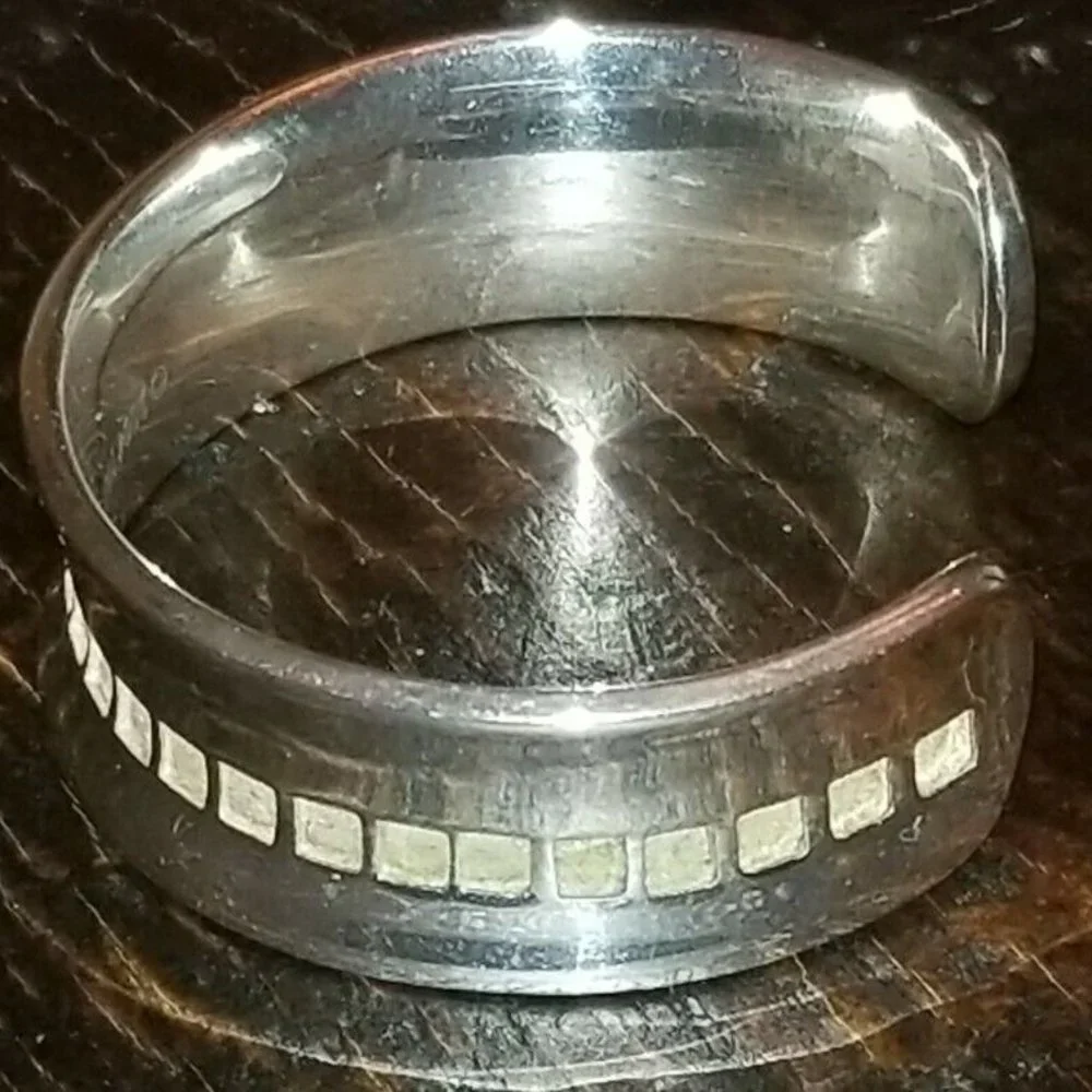 RARE VINTAGE 2004 BIRKS MAYORS 925 SILVER LINKS IMPRESSIONS CUFF BANGLE BRACELET